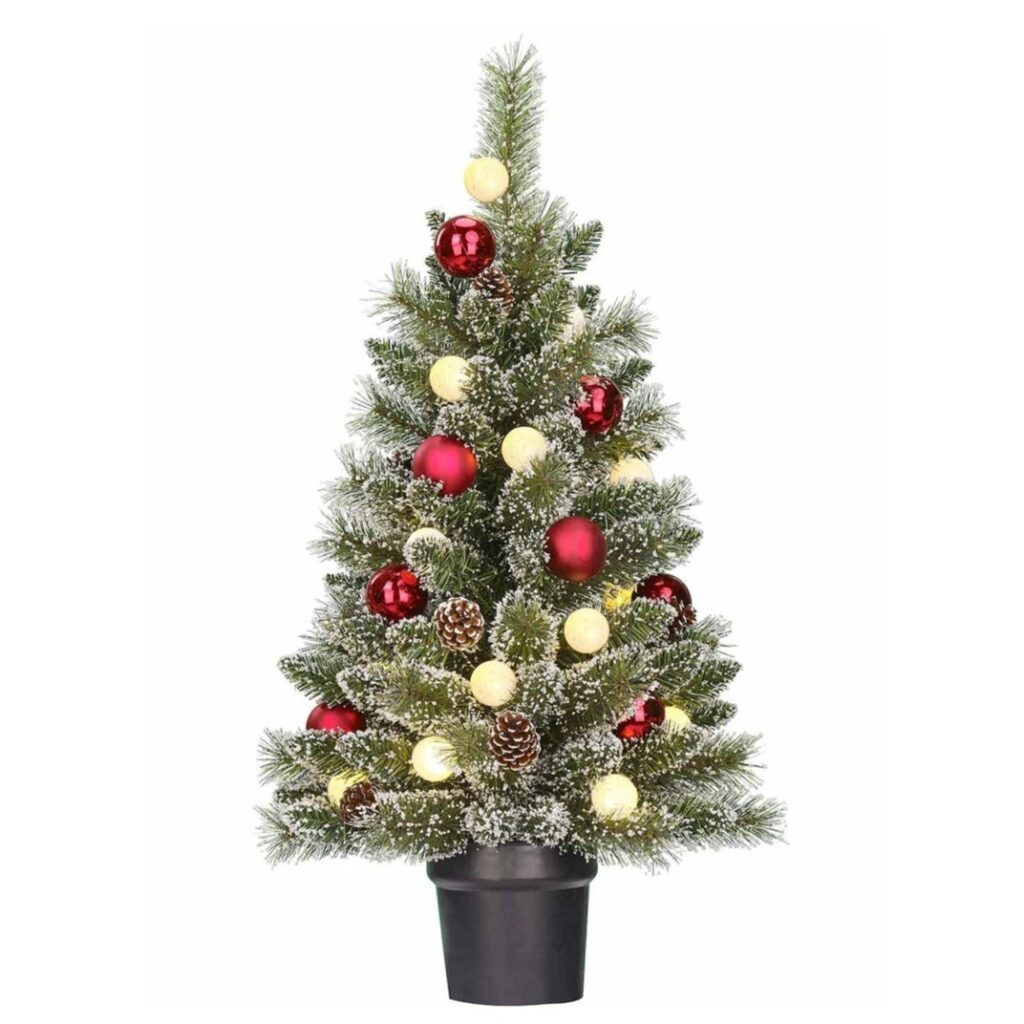 Kaprun 3ft Pre-Lit Potted Christmas Tree With Pinecones & Baubles 8720967812233 2